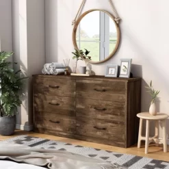 Culver Rustic 6 Drawer Dresser With Usb Ports Walnut - MiBasics -Furniture Specialty Store GUEST a913eeb2 aa47 472b 8e7d 697c24ad073e