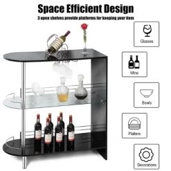 Costway Wine Rack Unit W/Tempered Glass Shelf & Glass Holders Glossy Black -Furniture Specialty Store GUEST a96c1baf 3498 4957 adcd 67adef0bae57