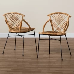 2pc Pro Rattan And Metal Dining Chair Set Natural/Brown - Bali & Pari -Furniture Specialty Store GUEST a9973e75 3e86 477f 8985 beda5d57230c