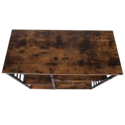 Wood And Metal Bakers Rack With 4 Shelves And Wire Basket Brown/Black - Benzara -Furniture Specialty Store GUEST a9c4c2df 6f6e 4761 8ec2 887592aa4667