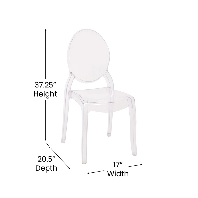 Emma And Oliver Set Of 4 Multifunctional Transparent Polycarbonate Resin Stacking Accent Chair With Extra Wide Seat For Vanity, Dining Room, Bedroom & Outdoor Events 7 Emma And Oliver Set Of 4 Multifunctional Transparent Polycarbonate Resin Stacking Accent Chair With Extra Wide Seat For Vanity, Dining Room, Bedroom & Outdoor Events - Image 5