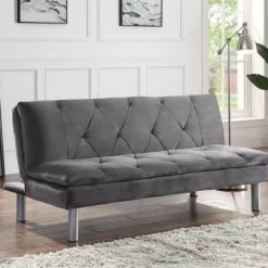 66" Cilliers Sofa Gray Velvet/Chrome Finish - Acme Furniture