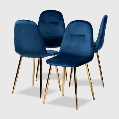 Set Of 4 Elyse Velvet Upholstered Metal Dining Chairs - Baxton Studio 10 Set Of 4 Elyse Velvet Upholstered Metal Dining Chairs - Baxton Studio - Image 8