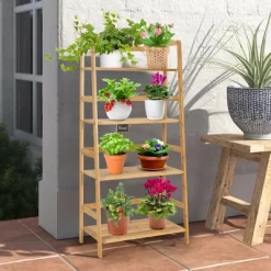 Costway 4-Tier Bookshelf Bamboo Ladder Shelf Bathroom Shelves Storage Plant Stand Rack -Furniture Specialty Store GUEST aaf6f011 7988 4179 9c97 e1dbfcb24e42