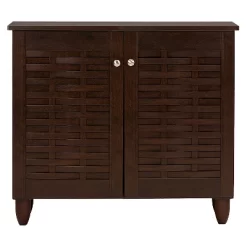 Winda Modern And Contemporary 2-Door Wooden Entryway Shoes Storage Cabinet - Dark Brown - Baxton Studio