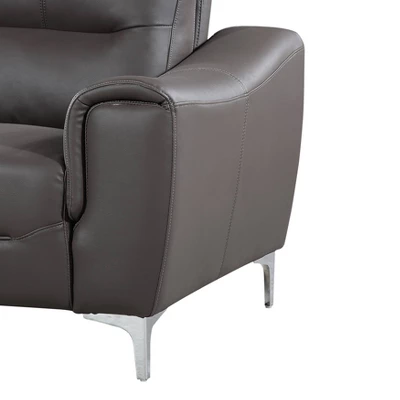 Rachel Leather And Fabric Upholstered Arm Chair Gray - AC Pacific 4 Rachel Leather And Fabric Upholstered Arm Chair Gray - AC Pacific - Image 2