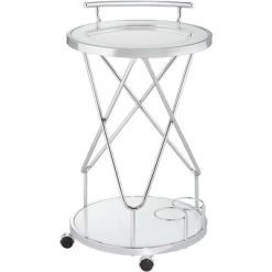 Studio 55D Page 29 1/2" High Glass And Chrome Rolling Serving Bar Cart -Furniture Specialty Store GUEST ac4c37c7 e758 4efa ab87 ad3bd4ca7b4c