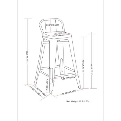 Set Of 2 Josephine Metal Counter Height Barstools - WyndenHall 9 Set Of 2 Josephine Metal Counter Height Barstools - WyndenHall - Image 7