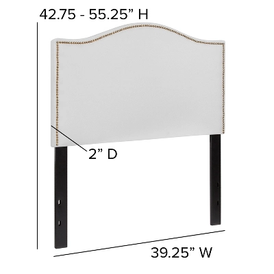 Flash Furniture Lexington Upholstered Twin Size Headboard With Accent Nail Trim In White Fabric 5 Flash Furniture Lexington Upholstered Twin Size Headboard With Accent Nail Trim In White Fabric - Image 3