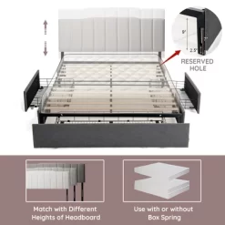 Costway Platform Bed Frame With 3 Storage Drawers Mattress Foundation Grey -Furniture Specialty Store GUEST acc231cc 4336 4c01 8ca7 a1e0d9187824