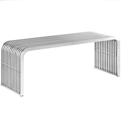 Pipe Stainless Steel Bench - Modway 6 Pipe Stainless Steel Bench - Modway - Image 4