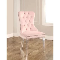 Vivi Tufted Velvet Dining Chair With Acrylic Legs Pink - Abbyson Living