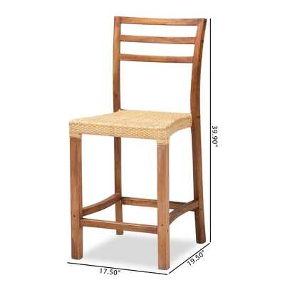 Arthur Wood And Rattan Counter Height Barstool Natural/Walnut - Bali & Pari 11 Arthur Wood And Rattan Counter Height Barstool Natural/Walnut - Bali & Pari - Image 9
