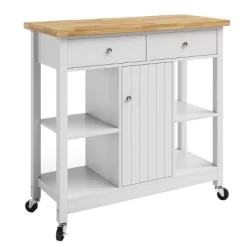 Kitchen Island With Drawers – Rolling Cart With Locking Casters – Use As Coffee Bar, Microwave Stand, Or Shelves For Storage By Lavish Home (White) -Furniture Specialty Store GUEST aee410d4 3c56 4a0b afe8 6636dde0d795