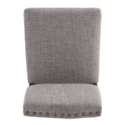 Set Of 2 Iverson Nailhead Trim Brown Finish Linen Side Chairs - Inspire Q -Furniture Specialty Store GUEST aeef452e 2e62 4a87 9c08 d34994804338