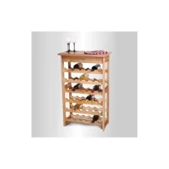 Wood 36 Bottle Wine Rack Brown-Pemberly Row