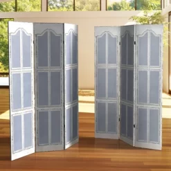 6" Double Sided Shutters Canvas Room Divider Blue - Oriental Furniture -Furniture Specialty Store GUEST af9d1c2c ba94 47ee ae11 eab919545567