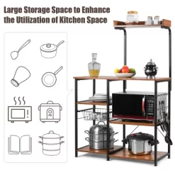 Costway 4-Tier Vintage Kitchen Baker's Rack Utility Microwave Stand W/ Basket & 5 Hooks -Furniture Specialty Store GUEST afb1bb6c 90c9 44c1 8889 a1cb750e789e