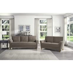 Dunleith Modern Contemporary Velvet Tufted Loveseat In Brown And Walnut - Lexicon -Furniture Specialty Store GUEST afc09958 0380 49eb bec6 bfeabb88b763