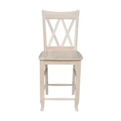 24" Double X Back Counter Height Barstool Unfinished - International Concepts