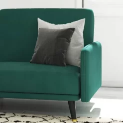 Emma And Oliver Premium Padded Upholstered Split Back Sofa Futon With Vertical Channel Tufting And Wooden Legs -Furniture Specialty Store GUEST b17ea35e 18b7 4a5a 8ffd e03fb7932477