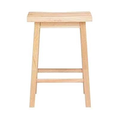 PJ Wood Classic Saddle Seat 24'' Kitchen Bar Counter Stool With Backless Seat & 4 Square Legs, For Homes, Dining Spaces, And Bars, Natural (3 Pack) 4 PJ Wood Classic Saddle Seat 24'' Kitchen Bar Counter Stool With Backless Seat & 4 Square Legs, For Homes, Dining Spaces, And Bars, Natural (3 Pack) - Image 2