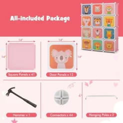 Costway 12-Cube Kids Wardrobe Baby Dresser Bedroom Armoire Clothes Hanging Closet With Door Blue/Pink 21 Costway 12-Cube Kids Wardrobe Baby Dresser Bedroom Armoire Clothes Hanging Closet With Door Blue/Pink -Furniture Specialty Store GUEST b1c41f6f f654 4a02 88d5 93b7c642c189