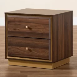 Cormac Wood And Metal 2 Drawer Nightstand - Baxton Studio -Furniture Specialty Store GUEST b1d89c35 2695 462a 9848 eeffd8cb671c