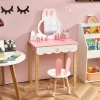 Costway Kids Vanity Set Rabbit Makeup Dressing Table Chair Set W/ Mirror Drawer WhitePink -Furniture Specialty Store GUEST b1ed5ef9 9563 4fb4 a7d7 6cd477e97e35