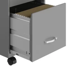 Space Solutions 18 Inch Wide Metal Mobile Organizer File Cabinet For Office Supplies & Hanging File Folders W/ Pencil Drawer & 3 File Drawers, Silver -Furniture Specialty Store GUEST b22876e3 4b4f 43f3 9bb0 94e1740c2fb7