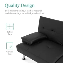 Best Choice Products Modern Faux Leather Convertible Futon Sofa W/ Removable Armrests, Metal Legs, 2 Cupholders 16 Best Choice Products Modern Faux Leather Convertible Futon Sofa W/ Removable Armrests, Metal Legs, 2 Cupholders -Furniture Specialty Store GUEST b244eda2 89e7 419c 870a e2f1ef241a66