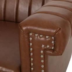 Drury Contemporary Channel Stitch 3 Seater Sofa With Nailhead Trim - Christopher Knight Home -Furniture Specialty Store GUEST b26268eb aab2 4925 ad43 5bd275c5f371