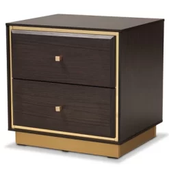 Cormac Wood And Metal 2 Drawer Nightstand - Baxton Studio -Furniture Specialty Store GUEST b2c608a8 d9fc 40b8 b4c6 0872e510b206