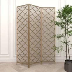 Modern Metal Filigree Room Divider Screen Gold - Olivia & May -Furniture Specialty Store GUEST b2c94cb3 4e31 4bd5 8d2b 5cc00e964d5f