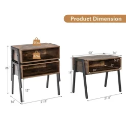 Costway 2PCS Stackable End Table Night Stand Bedside Table Shelf Accent Table -Furniture Specialty Store GUEST b2cc3445 5854 4a88 aaaa d631c6148183