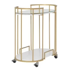 Pavillion 2 Tier Oval Bar Serving Cart Shelves With Glass Mirror Gold - Studio Designs -Furniture Specialty Store GUEST b2db40e7 72bd 41ed 8b04 0d04d3fb1d44