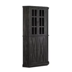 Home Source Enclosed Charcoal Corner Cabinet
