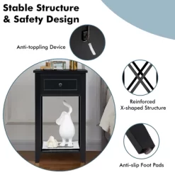 Costway Nightstand Chair Side End Table With Drawer & Shelf Bedroom Furniture White BrownBlack -Furniture Specialty Store GUEST b3ad8837 2636 4bb1 9c30 dd9a52cbf0b6