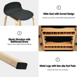 Costway Modern Set Of 4 Barstools 30inch Pub Chairs W/Low Back & Metal Legs Black -Furniture Specialty Store GUEST b45087e7 7b45 435c 8dec ed8d4e901a77