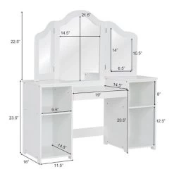 Costway Vanity Table Set Makeup Dressing Kids Girls Study Table Tri Folding Mirror -Furniture Specialty Store GUEST b4990e02 ccb0 43ca aa07 e34fbca0020d
