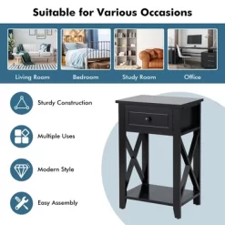 Costway Nightstand Chair Side End Table With Drawer & Shelf Bedroom Furniture White BrownBlack -Furniture Specialty Store GUEST b4ed1844 001c 442e aae9 d0cef24fcd1a