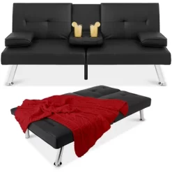 Best Choice Products Modern Faux Leather Convertible Futon Sofa W/ Removable Armrests, Metal Legs, 2 Cupholders 19 Best Choice Products Modern Faux Leather Convertible Futon Sofa W/ Removable Armrests, Metal Legs, 2 Cupholders -Furniture Specialty Store GUEST b5d2c6f1 282d 4973 b5fa 913071cee81e