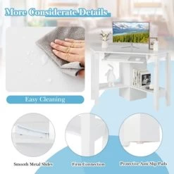 Costway Wooden Corner Desk With Drawer Computer PC Table Study Office Room White -Furniture Specialty Store GUEST b6129f03 20dc 454e a1e6 219dcc64f828