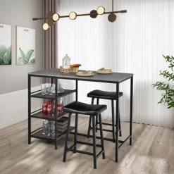 Costway 3 Piece Counter Height Dining Bar Table Set W/2 Stools&3 Storage Shelves -Furniture Specialty Store GUEST b663c495 9a13 4878 8e53 f4e88c5adba5