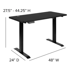Flash Furniture 48" Wide Black Electric Height Adjustable Standing Desk With Mid-Back Black LeatherSoft And Chrome Executive Swivel Office Chair -Furniture Specialty Store GUEST b6911f13 c292 4abf be01 b0f9f09d0a89 1