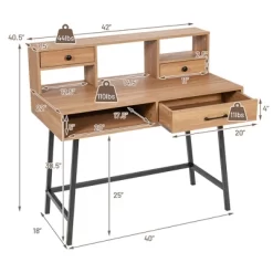 Costway Makeup Vanity Table Computer Writing Desk Storage With Drawer Shelf Industrial 13 Costway Makeup Vanity Table Computer Writing Desk Storage With Drawer Shelf Industrial -Furniture Specialty Store GUEST b7610762 aa72 48b4 ab27 a3556cb67f24
