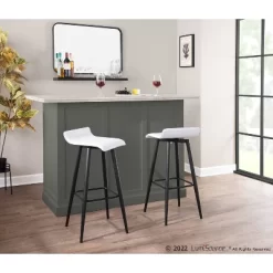 Set Of 2 Ale Faux Leather/Steel Barstools Black/White - LumiSource -Furniture Specialty Store GUEST b79805b2 8ed2 4fca a6fe 0171b386270f