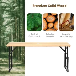 Costway 66.5" Outdoor Folding Wood Picnic Table Height Adjustable Metal Frame -Furniture Specialty Store GUEST b79bd86b 75d4 434a 9b23 2f4c430799f6