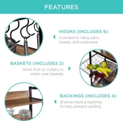 Best Choice Products 67in Counter-Height Baker's Rack W/ Locking Wheels, Adjustable Feet, 2 Wire Baskets -Furniture Specialty Store GUEST b7b04d67 5e56 4998 977c c6914d81d7c0