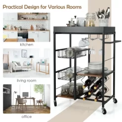 Costway 4-Tier Kitchen Carts Rolling Serving Trolley Wine Rack Removable Tray Basket -Furniture Specialty Store GUEST b7c5420d 480c 4a24 ab58 cf1d9fab10f3